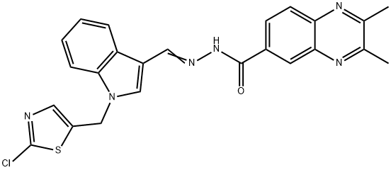 N'-((Z)-(1-[(2-CHLORO-1,3-THIAZOL-5-YL)METHYL]-1H-INDOL-3-YL)METHYLIDENE)-2,3-DIMETHYL-6-QUINOXALINECARBOHYDRAZIDE Struktur