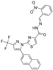 (E)-2-(5-(NAPHTHALEN-2-YL)-3-(TRIFLUOROMETHYL)-1H-PYRAZOL-1-YL)-N'-(2-NITROBENZYLIDENE)THIAZOLE-4-CARBOHYDRAZIDE Struktur