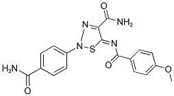 (5Z)-2-[4-(AMINOCARBONYL)PHENYL]-5-[(4-METHOXYBENZOYL)IMINO]-2,5-DIHYDRO-1,2,3-THIADIAZOLE-4-CARBOXAMIDE Struktur