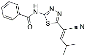 N-{5-[(1E)-1-CYANO-3-METHYLBUT-1-ENYL]-1,3,4-THIADIAZOL-2-YL}BENZAMIDE Struktur