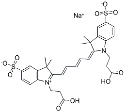 3H-INDOLIUM, 1-(2-CARBOXYETHYL)-2-[5-[1-(2-CARBOXYETHYL)-1,3-DIHYDRO-3,3-DIMETHYL-5-SULFO-2H-INDOL-2-YLIDENE]-1,3-PENTADIENYL]-3,3-DIMETHYL-5-SULFO-, SODIUM SALT Struktur