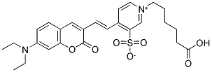 6-[4-(7-DIETHYLAMINO-2-OXO-1-BENZOPYRAN-3-YLVINYL)-3-SULFONATOPYRIDINIO]HEXANOIC ACID Struktur