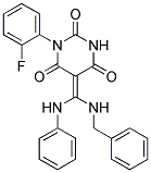 5-[(Z)-ANILINO(BENZYLAMINO)METHYLIDENE]-1-(2-FLUOROPHENYL)-2,4,6(1H,3H)-PYRIMIDINETRIONE Struktur