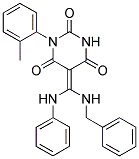 5-[(Z)-ANILINO(BENZYLAMINO)METHYLIDENE]-1-(2-METHYLPHENYL)-2,4,6(1H,3H)-PYRIMIDINETRIONE Struktur