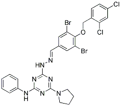 (E)-4-(2-(3,5-DIBROMO-4-(2,4-DICHLOROBENZYLOXY)BENZYLIDENE)HYDRAZINYL)-N-PHENYL-6-(PYRROLIDIN-1-YL)-1,3,5-TRIAZIN-2-AMINE Struktur