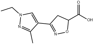 3-(1-ETHYL-3-METHYL-1 H-PYRAZOL-4-YL)-4,5-DIHYDRO-ISOXAZOLE-5-CARBOXYLIC ACID Struktur