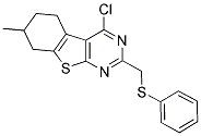 4-CHLORO-7-METHYL-2-[(PHENYLTHIO)METHYL]-5,6,7,8-TETRAHYDRO[1]BENZOTHIENO[2,3-D]PYRIMIDINE Struktur