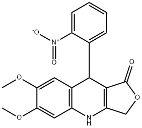 6,7-DIMETHOXY-9-(2-NITROPHENYL)-4,9-DIHYDROFURO[3,4-B]QUINOLIN-1(3H)-ONE Struktur