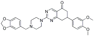 2-(4-(BENZO[D][1,3]DIOXOL-5-YLMETHYL)PIPERAZIN-1-YL)-7-(3,4-DIMETHOXYPHENYL)-7,8-DIHYDROQUINAZOLIN-5(6H)-ONE Struktur