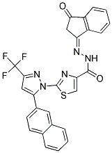 (Z)-2-(5-(NAPHTHALEN-2-YL)-3-(TRIFLUOROMETHYL)-1H-PYRAZOL-1-YL)-N'-(3-OXO-2,3-DIHYDROINDEN-1-YLIDENE)THIAZOLE-4-CARBOHYDRAZIDE Struktur