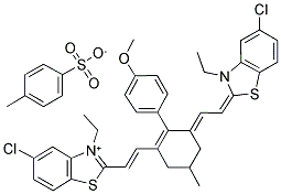 5-CHLORO-2-((E)-2-[3-((E)-2-[5-CHLORO-3-ETHYL-1,3-BENZOTHIAZOL-2(3H)-YLIDENE]ETHYLIDENE)-2-(4-METHOXYPHENYL)-5-METHYL-1-CYCLOHEXEN-1-YL]ETHENYL)-3-ETHYL-1,3-BENZOTHIAZOL-3-IUM 4-METHYLBENZENESULFONATE Struktur