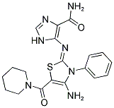 5-{[(2Z)-4-AMINO-3-PHENYL-5-(PIPERIDIN-1-YLCARBONYL)-1,3-THIAZOL-2(3H)-YLIDENE]AMINO}-1H-IMIDAZOLE-4-CARBOXAMIDE Struktur