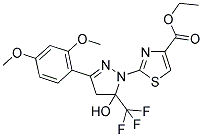 ETHYL 2-[3-(2,4-DIMETHOXYPHENYL)-5-HYDROXY-5-(TRIFLUOROMETHYL)-4,5-DIHYDRO-1H-PYRAZOL-1-YL]-1,3-THIAZOLE-4-CARBOXYLATE Struktur