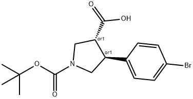 BOC-(TRANS)-4-(4-BROMO-PHENYL)-PYRROLIDINE-3-CARBOXYLIC ACID Struktur