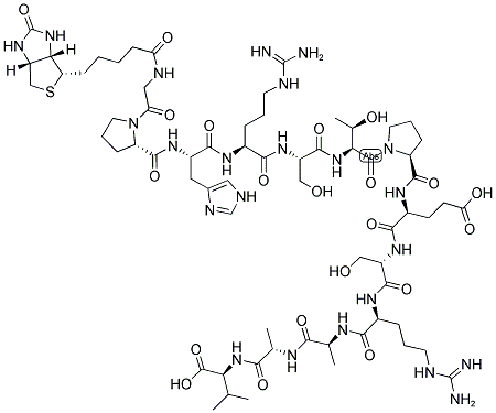 BIOTIN-GLY-PRO-HIS-ARG-SER-THR-PRO-GLU-SER-ARG-ALA-ALA-VAL-OH Struktur