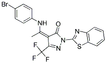 (4Z)-2-(1,3-BENZOTHIAZOL-2-YL)-4-{1-[(4-BROMOPHENYL)AMINO]ETHYLIDENE}-5-(TRIFLUOROMETHYL)-2,4-DIHYDRO-3H-PYRAZOL-3-ONE Struktur