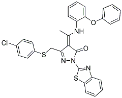 (Z)-1-(BENZO[D]THIAZOL-2-YL)-3-((4-CHLOROPHENYLTHIO)METHYL)-4-(1-(2-PHENOXYPHENYLAMINO)ETHYLIDENE)-1H-PYRAZOL-5(4H)-ONE Struktur