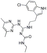 N-{(E)-{[2-(5-CHLORO-1H-INDOL-3-YL)ETHYL]AMINO}[(4,6-DIMETHYL-2-PYRIMIDINYL)AMINO]METHYLIDENE}-N'-ETHYLUREA Struktur