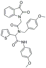 2-(2,3-DIOXOINDOLIN-1-YL)-N-(4-METHOXYBENZYL)-N-(2-(4-METHOXYPHENYLAMINO)-2-OXO-1-(THIOPHEN-2-YL)ETHYL)ACETAMIDE Struktur