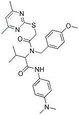 N-(4-(DIMETHYLAMINO)PHENYL)-2-(2-(4,6-DIMETHYLPYRIMIDIN-2-YLTHIO)-N-(4-METHOXYBENZYL)ACETAMIDO)-3-METHYLBUTANAMIDE Struktur