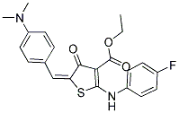 ETHYL (5E)-5-[4-(DIMETHYLAMINO)BENZYLIDENE]-2-[(4-FLUOROPHENYL)AMINO]-4-OXO-4,5-DIHYDROTHIOPHENE-3-CARBOXYLATE Struktur