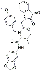 N-(BENZO[D][1,3]DIOXOL-5-YL)-2-(2-(2,3-DIOXOINDOLIN-1-YL)-N-(4-METHOXYBENZYL)ACETAMIDO)-3-METHYLBUTANAMIDE Struktur