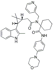 1-(2-((1R,3S)-2,2-DIMETHYL-3-(2-METHYL-1H-INDOL-3-YL)CYCLOPROPYL)-N-(PYRIDIN-3-YLMETHYL)ACETAMIDO)-N-(4-MORPHOLINOPHENYL)CYCLOHEXANECARBOXAMIDE Struktur