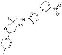 (3Z)-4,4,4-TRIFLUORO-1-(4-METHYLPHENYL)BUTANE-1,3-DIONE 3-{[4-(3-NITROPHENYL)-1,3-THIAZOL-2-YL]HYDRAZONE} Struktur