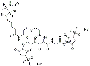 5-[[2-BIOTINYLAMIDOETHYL]-DITHIOPROPIONAMIDO]-3,7-DIAZA-4,6-NONANDIOIC ACID, BIS-N-SULFOSUCCINIMIDYL ESTER DISODIUM SALT Struktur