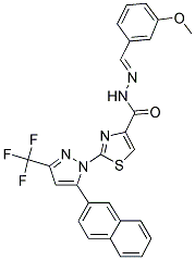 (E)-N'-(3-METHOXYBENZYLIDENE)-2-(5-(NAPHTHALEN-2-YL)-3-(TRIFLUOROMETHYL)-1H-PYRAZOL-1-YL)THIAZOLE-4-CARBOHYDRAZIDE Struktur