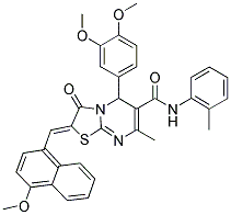 (Z)-5-(3,4-DIMETHOXYPHENYL)-2-((4-METHOXYNAPHTHALEN-1-YL)METHYLENE)-7-METHYL-3-OXO-N-O-TOLYL-3,5-DIHYDRO-2H-THIAZOLO[3,2-A]PYRIMIDINE-6-CARBOXAMIDE Struktur