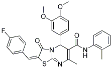 (E)-5-(3,4-DIMETHOXYPHENYL)-2-(4-FLUOROBENZYLIDENE)-7-METHYL-3-OXO-N-O-TOLYL-3,5-DIHYDRO-2H-THIAZOLO[3,2-A]PYRIMIDINE-6-CARBOXAMIDE Struktur