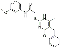 2-(5-BENZYL-6-METHYL-4-OXO-1,4-DIHYDRO-PYRIMIDIN-2-YLSULFANYL)-N-(3-METHOXY-PHENYL)-ACETAMIDE Struktur