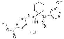 ETHYL 4-{[1-(3-METHOXYPHENYL)-2-THIOXO-1,3-DIAZASPIRO[4.5]DEC-4-YLIDENE]AMINO}BENZOATE HYDROCHLORIDE Struktur