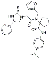 N-(4-(DIMETHYLAMINO)PHENYL)-1-(N-(FURAN-2-YLMETHYL)-2-(4-PHENYL-2-THIOXOIMIDAZOLIDIN-1-YL)ACETAMIDO)CYCLOPENTANECARBOXAMIDE Struktur