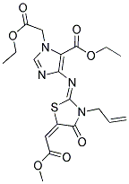 ETHYL 4-({3-ALLYL-5-[(E)-2-METHOXY-2-OXOETHYLIDENE]-4-OXO-1,3-THIAZOLIDIN-2-YLIDENE}AMINO)-1-(2-ETHOXY-2-OXOETHYL)-1H-IMIDAZOLE-5-CARBOXYLATE Struktur