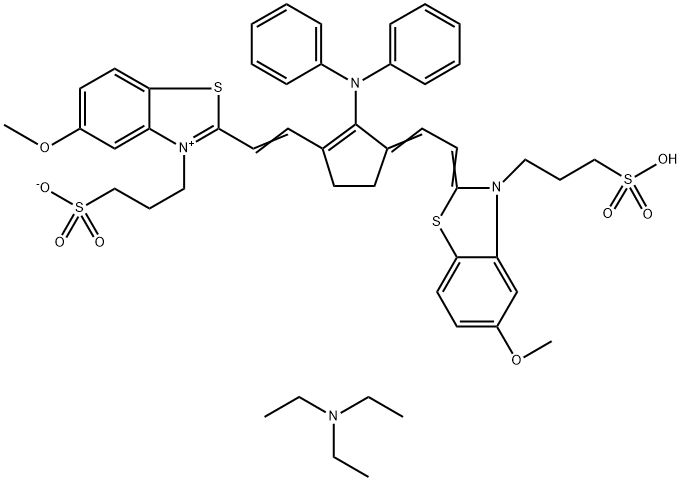 N,N-DIETHYL-1-ETHANAMINIUM 3-(2-[(Z)-2-(2-(DIPHENYLAMINO)-3-((E)-2-[5-METHOXY-3-(3-SULFONATOPROPYL)-1,3-BENZOTHIAZOL-3-IUM-2-YL]ETHENYL)-2-CYCLOPENTEN-1-YLIDENE)ETHYLIDENE]-5-METHOXY-1,3-BENZOTHIAZOL-3-YL)-1-PROPANESULFONATE Struktur