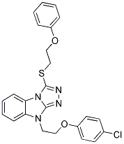 9-[2-(4-CHLORO-PHENOXY)-ETHYL]-3-(2-PHENOXY-ETHYLSULFANYL)-9H-BENZO[4,5]IMIDAZO[2,1-C][1,2,4]TRIAZOLE Struktur