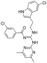 N'-(3-CHLOROBENZOYL)-N-[2-(5-CHLORO-1H-INDOL-3-YL)ETHYL]-N'-(4,6-DIMETHYL-2-PYRIMIDINYL)GUANIDINE Struktur