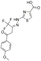 2-{(2Z)-2-[3-(4-METHOXYPHENYL)-3-OXO-1-(TRIFLUOROMETHYL)PROPYLIDENE]HYDRAZINO}-1,3-THIAZOLE-4-CARBOXYLIC ACID Struktur