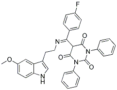 (E)-5-((4-FLUOROPHENYL)(2-(5-METHOXY-1H-INDOL-3-YL)ETHYLIMINO)METHYL)-1,3-DIPHENYLPYRIMIDINE-2,4,6(1H,3H,5H)-TRIONE Struktur