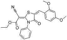 ETHYL 2-CYANO-2-{5-[(E)-(2,4-DIMETHOXYPHENYL)METHYLIDENE]-4-OXO-3-PHENYL-1,3-THIAZOLIDIN-2-YLIDENE}ACETATE Struktur