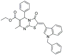 (Z)-ETHYL 2-((1-BENZYL-1H-INDOL-3-YL)METHYLENE)-7-METHYL-3-OXO-5-PHENYL-3,5-DIHYDRO-2H-THIAZOLO[3,2-A]PYRIMIDINE-6-CARBOXYLATE Struktur