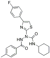 1-[4-(4-FLUOROPHENYL)-1,3-THIAZOL-2-YL]-N-CYCLOHEXYL-2-(4-METHYLBENZOYL)-1-HYDRAZINECARBOXAMIDE Struktur