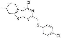 4-CHLORO-2-([(4-CHLOROPHENYL)THIO]METHYL)-7-METHYL-5,6,7,8-TETRAHYDRO[1]BENZOTHIENO[2,3-D]PYRIMIDINE Struktur