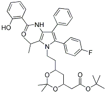 (6-(2-[2-(4-FLUORO-PHENYL)-4-(2-HYDROXY-PHENYLCARBAMOYL)-5-ISOPROPYL-3-PHENYL-PYRROL-1-YL]-ETHYL)-2,2-DIMETHYL-[1,3]-DIOXANE-4-YL)-ACETIC ACID, TERT-BUTYL ESTER Struktur