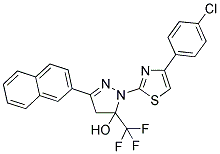 1-[4-(4-CHLOROPHENYL)-1,3-THIAZOL-2-YL]-3-(2-NAPHTHYL)-5-(TRIFLUOROMETHYL)-4,5-DIHYDRO-1H-PYRAZOL-5-OL Struktur