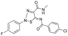 (5Z)-5-[(4-CHLOROBENZOYL)IMINO]-2-(4-FLUOROPHENYL)-N-METHYL-2,5-DIHYDRO-1,2,3-THIADIAZOLE-4-CARBOXAMIDE Struktur