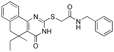 N-BENZYL-2-[(5-ETHYL-5-METHYL-4-OXO-3,4,5,6-TETRAHYDROBENZO[H]QUINAZOLIN-2-YL)SULFANYL]ACETAMIDE Struktur