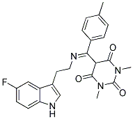 5-[{[2-(5-FLUORO-1H-INDOL-3-YL)ETHYL]IMINO}(4-METHYLPHENYL)METHYL]-1,3-DIMETHYL-2,4,6(1H,3H,5H)-PYRIMIDINETRIONE Structure